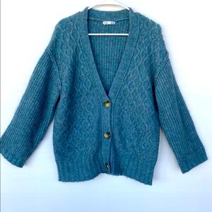 Dex Blue Cable Knit Cardigan
